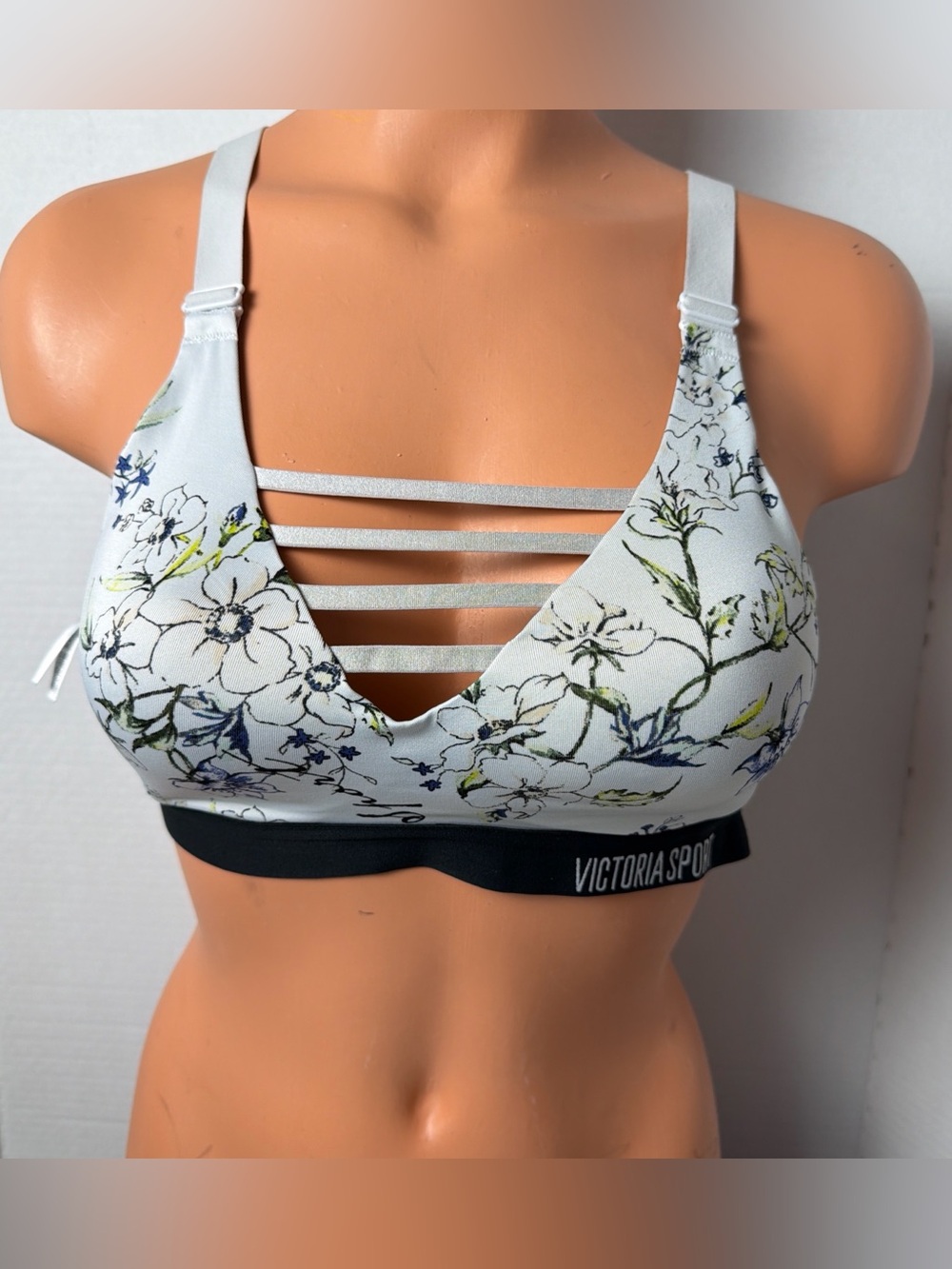 Floral Strappy Light Blue Sports Bra 32C